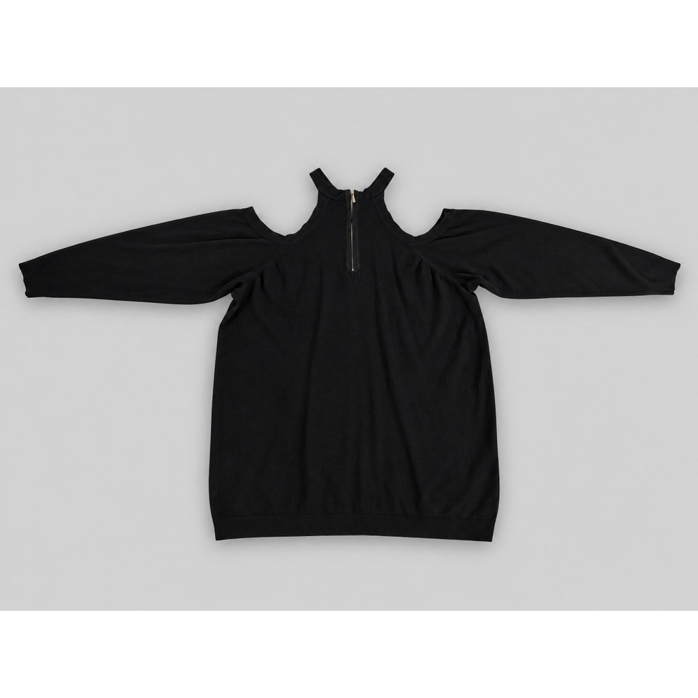 Torrid Sweater Womens 3 Black Excellent Crisscross Cold Shoulder Long Sleeve Zip